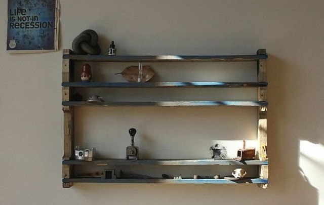 shelf wood pallets wall living room