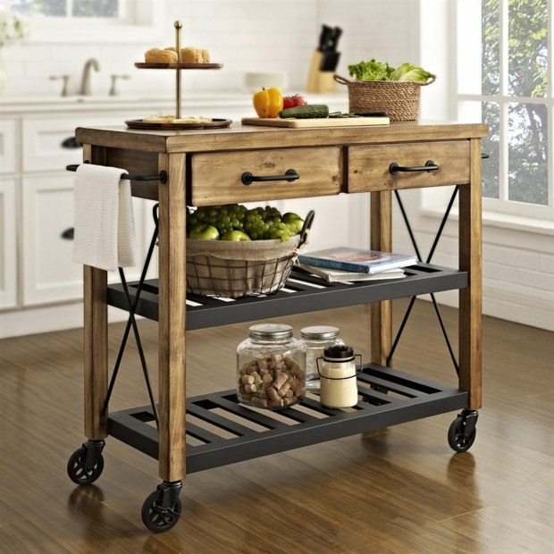 kitchen island with wooden casters