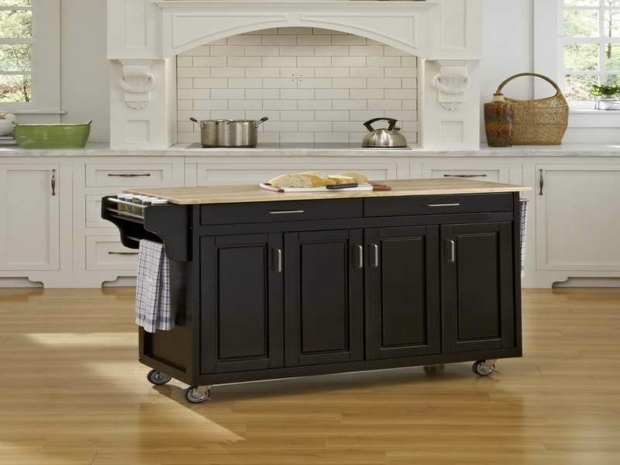 wooden island black finish chic look