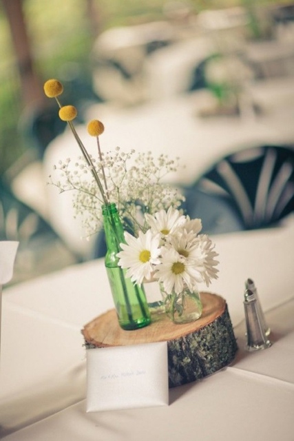 Wood flowers pots glass wedding decoration