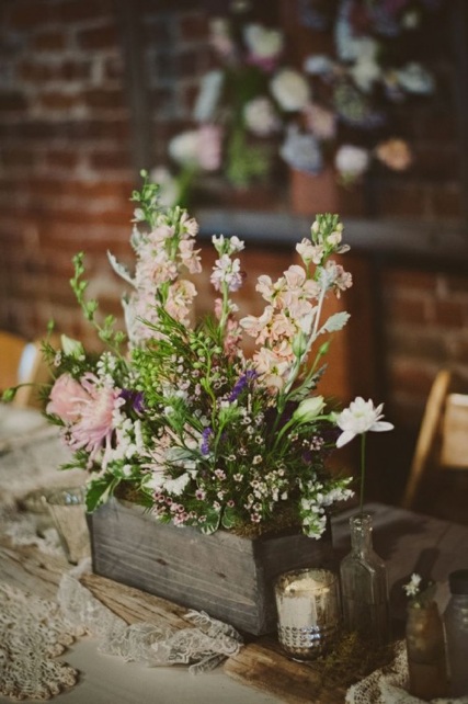 Rustic wood box wedding decoration