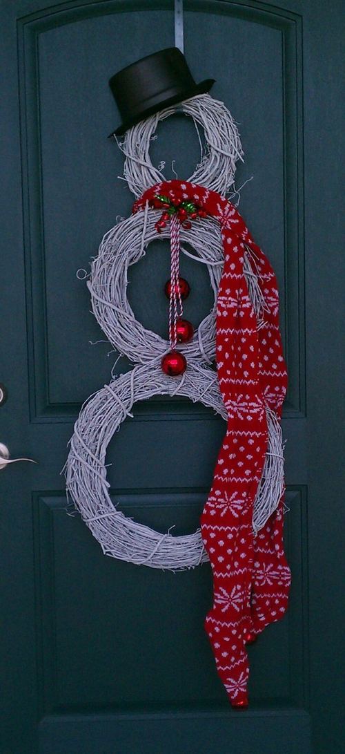 Snowman made of wreaths