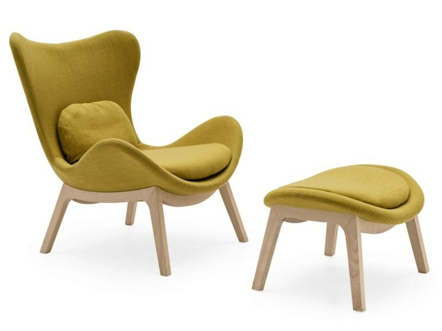 Design armchair in yellow green by Calligaris salon deco