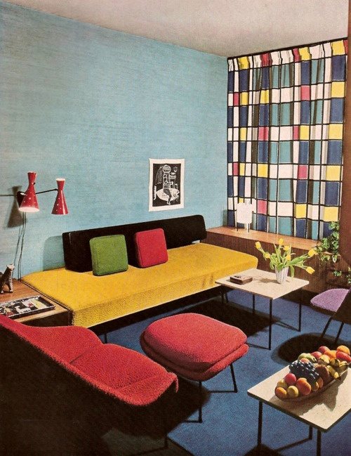 Colorful sofa for the vintage living room