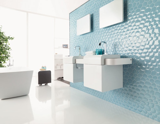 Design tile in light blue for the wall