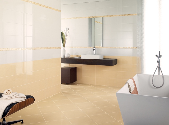 White beige tiled tile