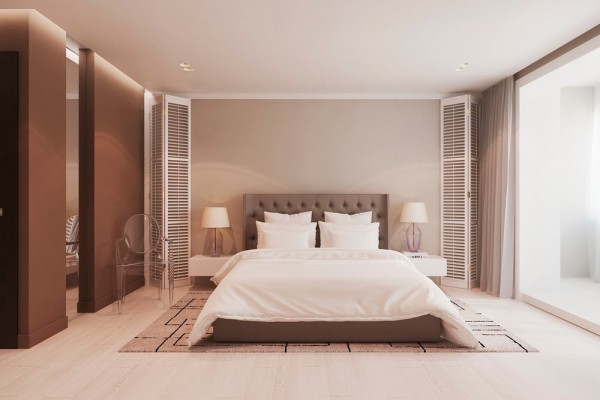 Modern and uncluttered bedroom