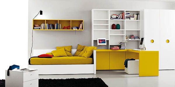 Teenage room gul moderne stil