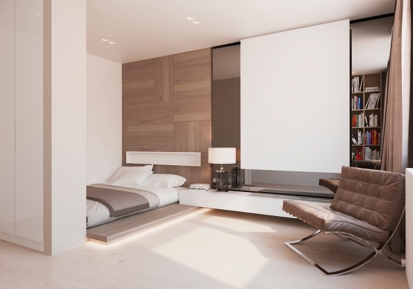 Room with modern and warm design interior