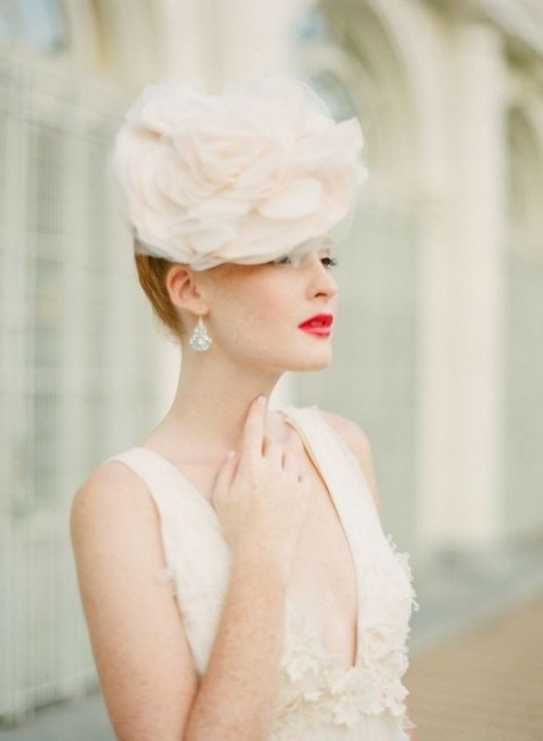 Large cream flower hat