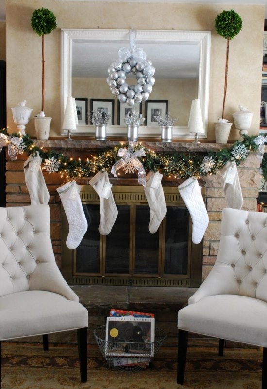 Fireplace Christmas deco minimalist garden winter