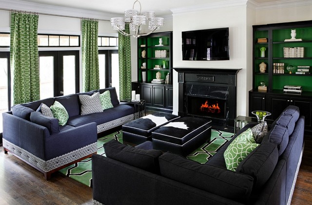 Combination in blue and green for the living room