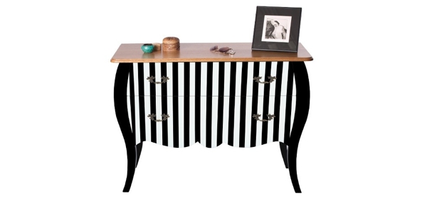 Black and white striped dresser