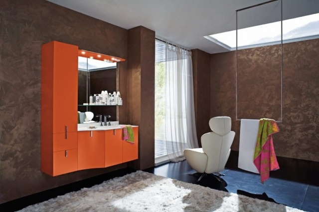 Orange color bathroom