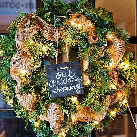 Christmas wreath with little word