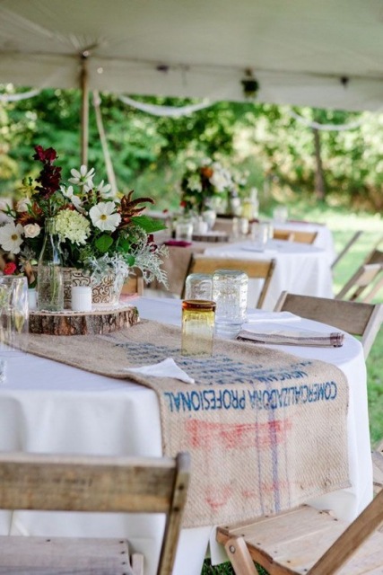 Linen cover rustic wedding decoration