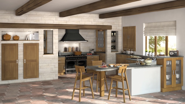 Country kitchen with exposed beams