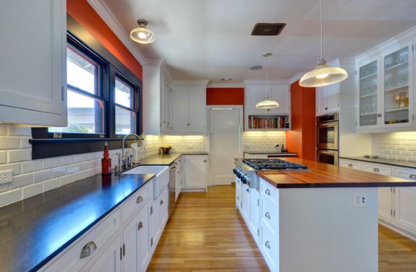 Contemporary kitchen orange touch