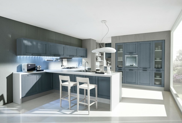 Kitchen in gray and white