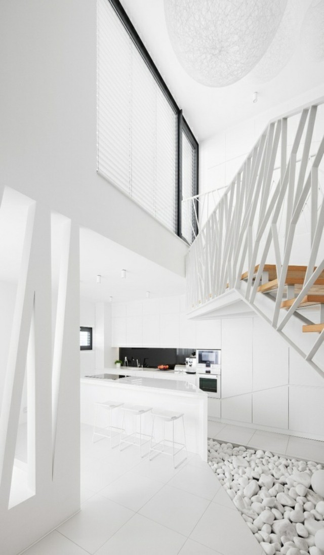 White minimalist kitchen chic design