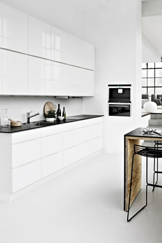 White minimalist kitchen black details