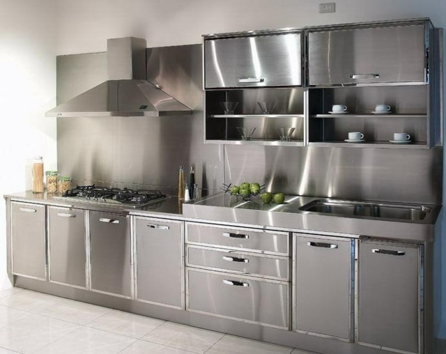 Modern kitchen steel white floor