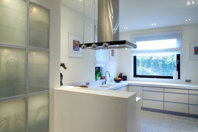 Modern kitchen minimalist glass white coatings