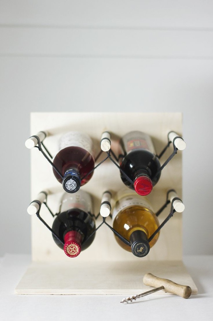 DIY køkken vin rack træ