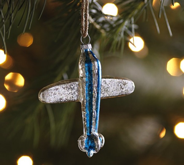 Deco blown glass Christmas small plane