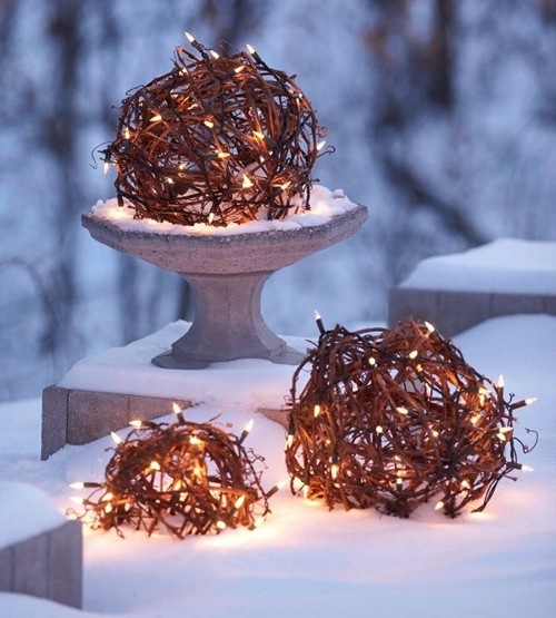 Christmas decoration outdoors with bright balls