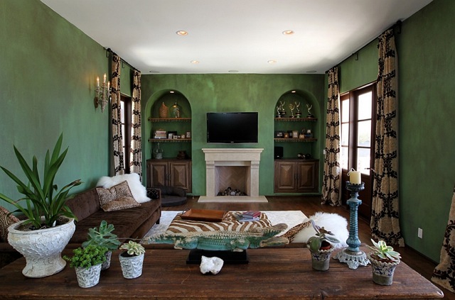 Mediterranean decoration for the green living room