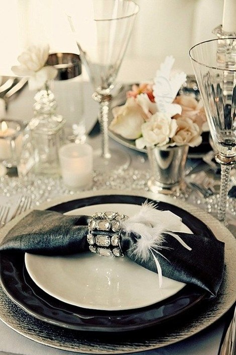 Black and white wedding feather decoration