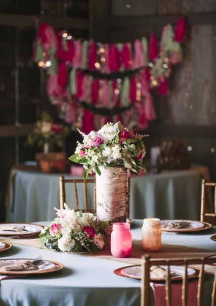 Pink decoration painted pots