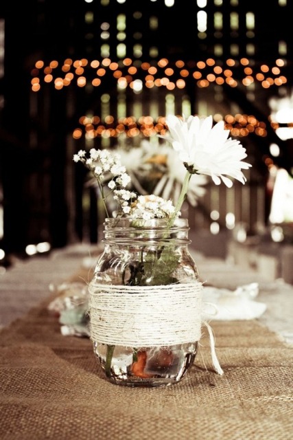 Rustic Wedding Jar Linen Thread