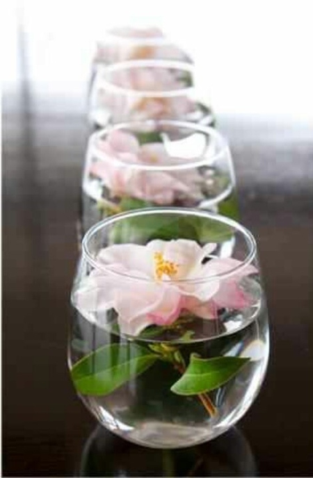 Wedding flowers glasses
