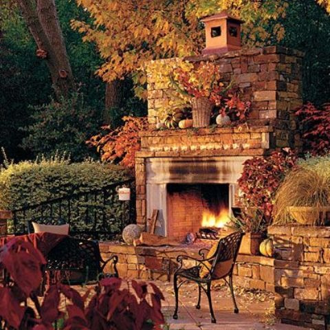 Autumn fireplace veranda