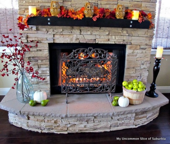 Christmas fireplace rustic style decorative ideas