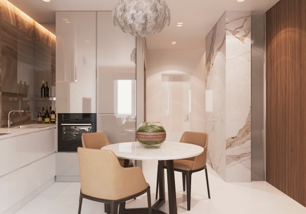 Interior design modern and warm marble