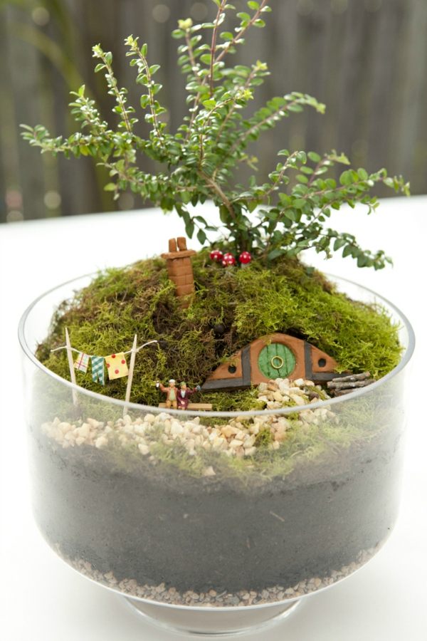 Miniature garden glass jar