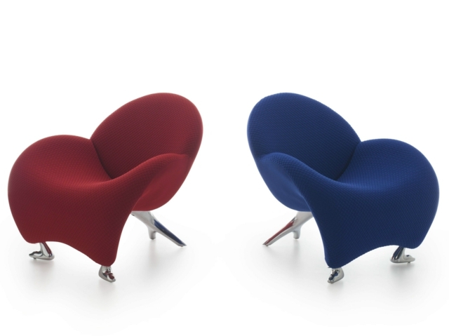 Blue and red armchair by LEOLUX living room furniture