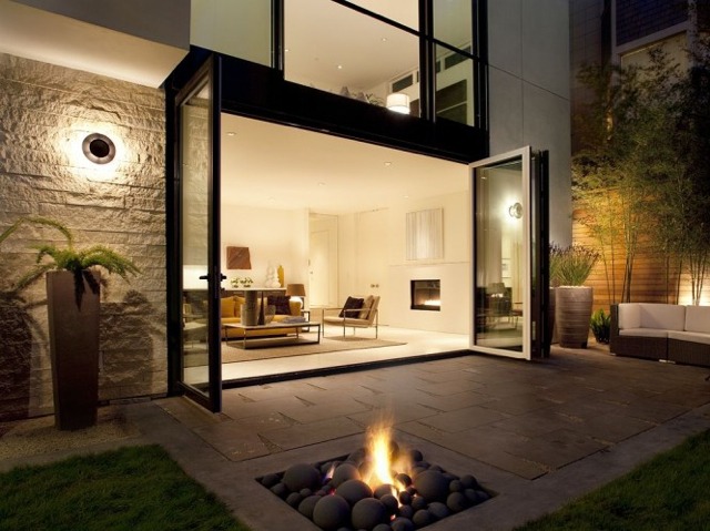 outdoor fireplace terrace