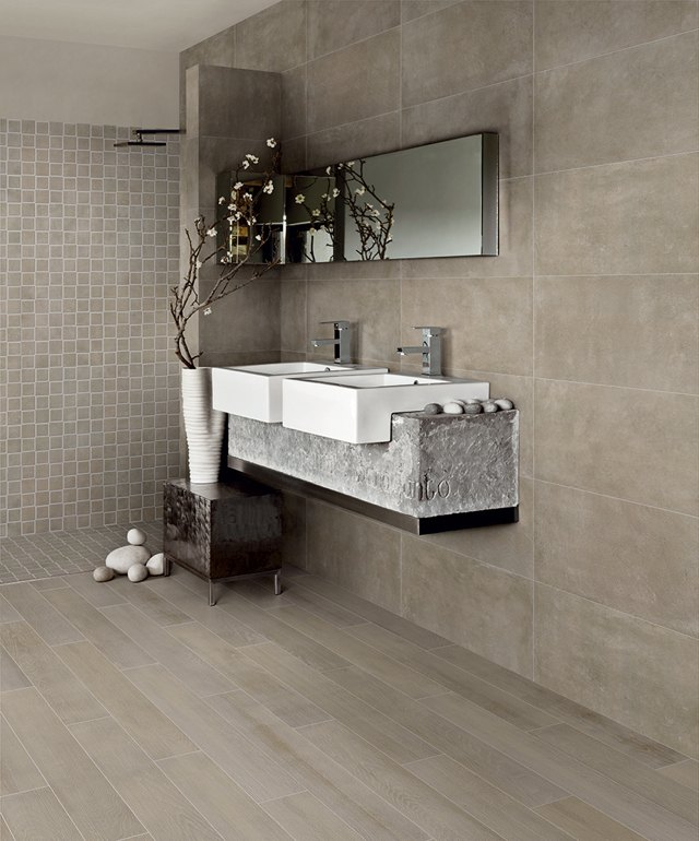 Natural materials bathroom modern imitation tiling