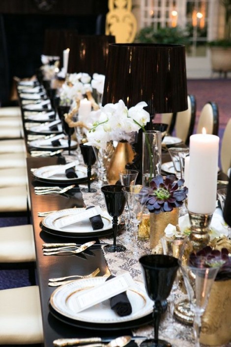 Elegant Marriage In 55 Ideas, Black And White Table Settings