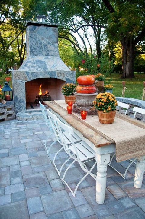 Patio fireplace table autumn