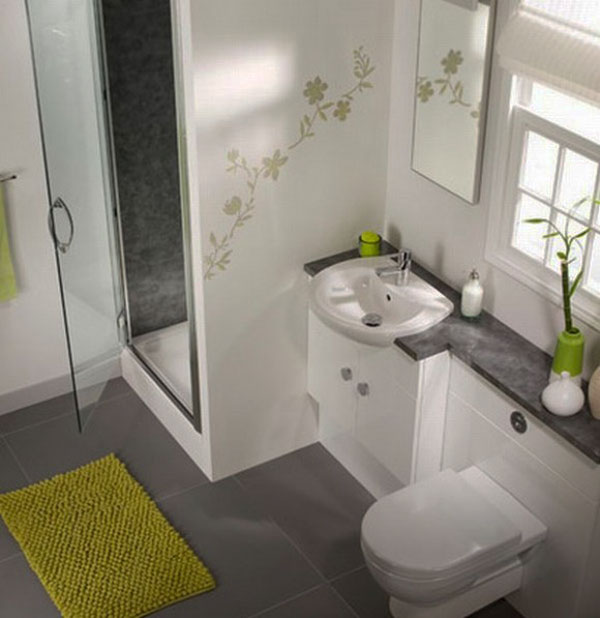 Small bathroom contemporary design white and green