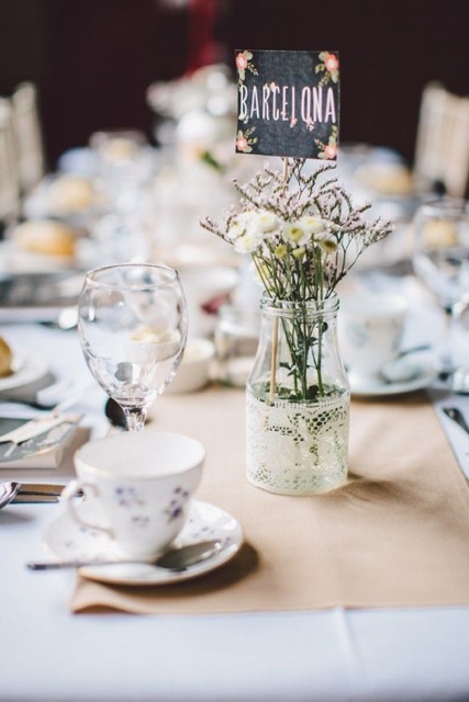 Ornate pot lace wedding decoration