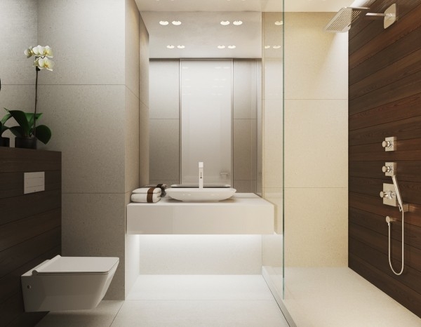 Bathroom with modern and warm design interior