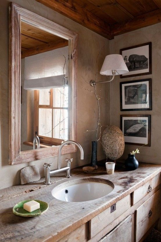 Rustic bathroom light wood modern deco