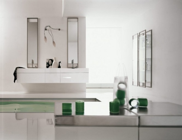 White bathroom details green