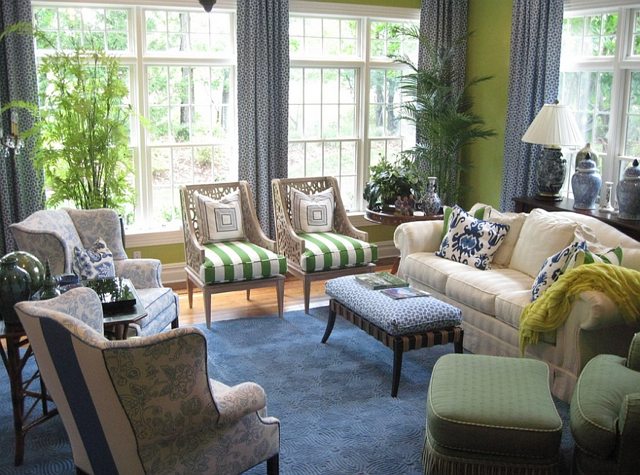 Living room in green and blue